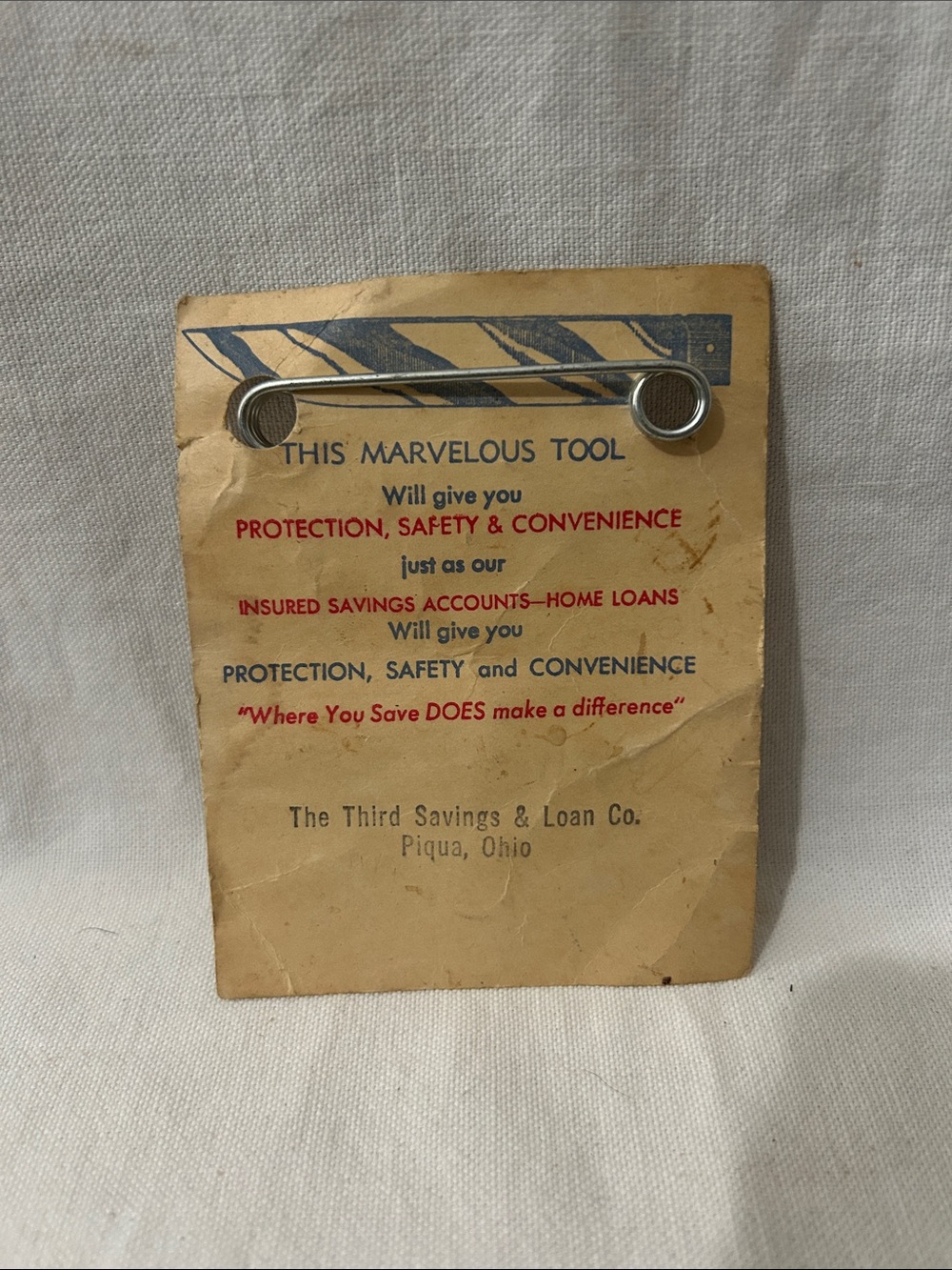 Vintage Paring Knife Promotional Giveaway - Third Savings & Loan Co Piqua, Ohio